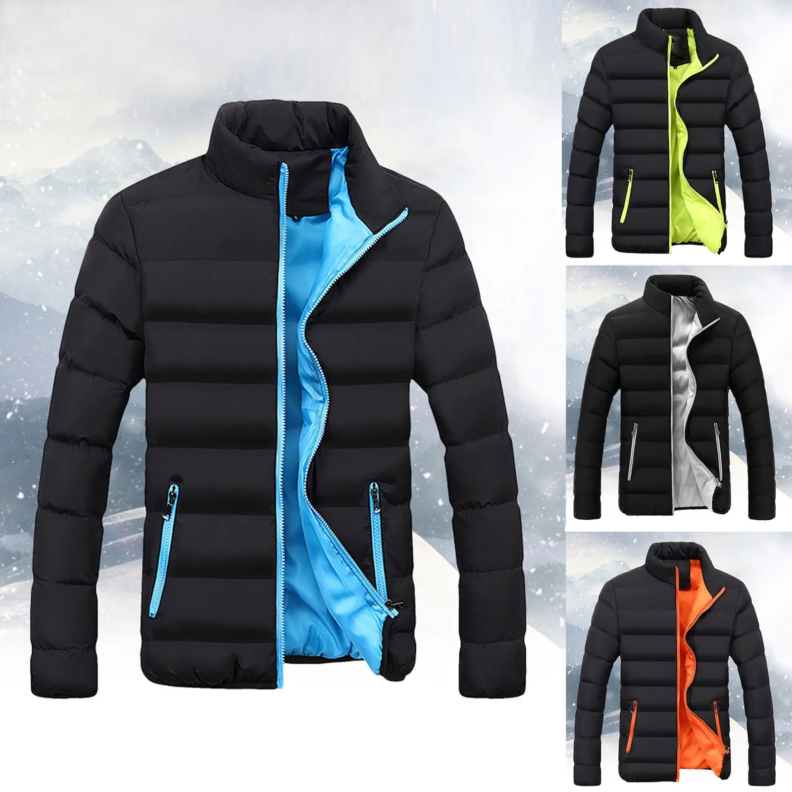 2020 New Winter Solid Color Jackets Parka Men Brand Autumn Warm Outwear Slim Fit Mens Cotton Padded Coats Male Coat #3 | Мужская одежда