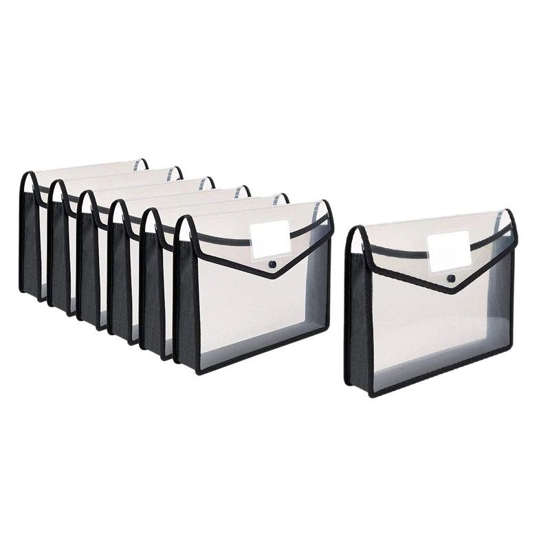 

7Pcs Plastic File Folder Poly Pockets Envelope Expanding File Wallet A4/Letter Size Large Document Folder with Button