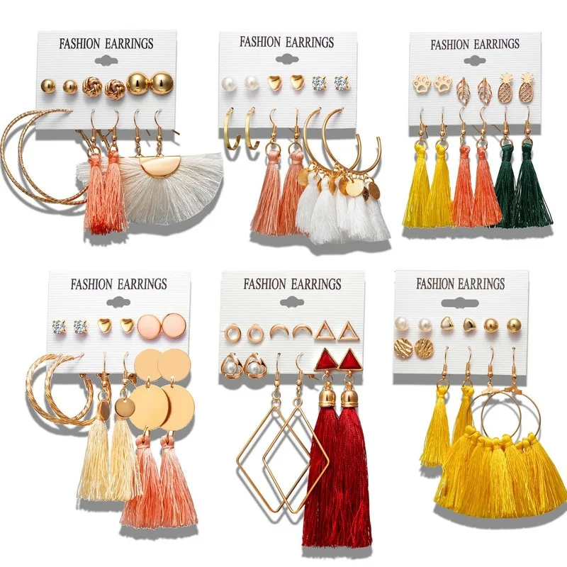 

New Bohmian reel earrings vintage women's long earrings Ackle fashion geometric earrings 2021 trend jewelry