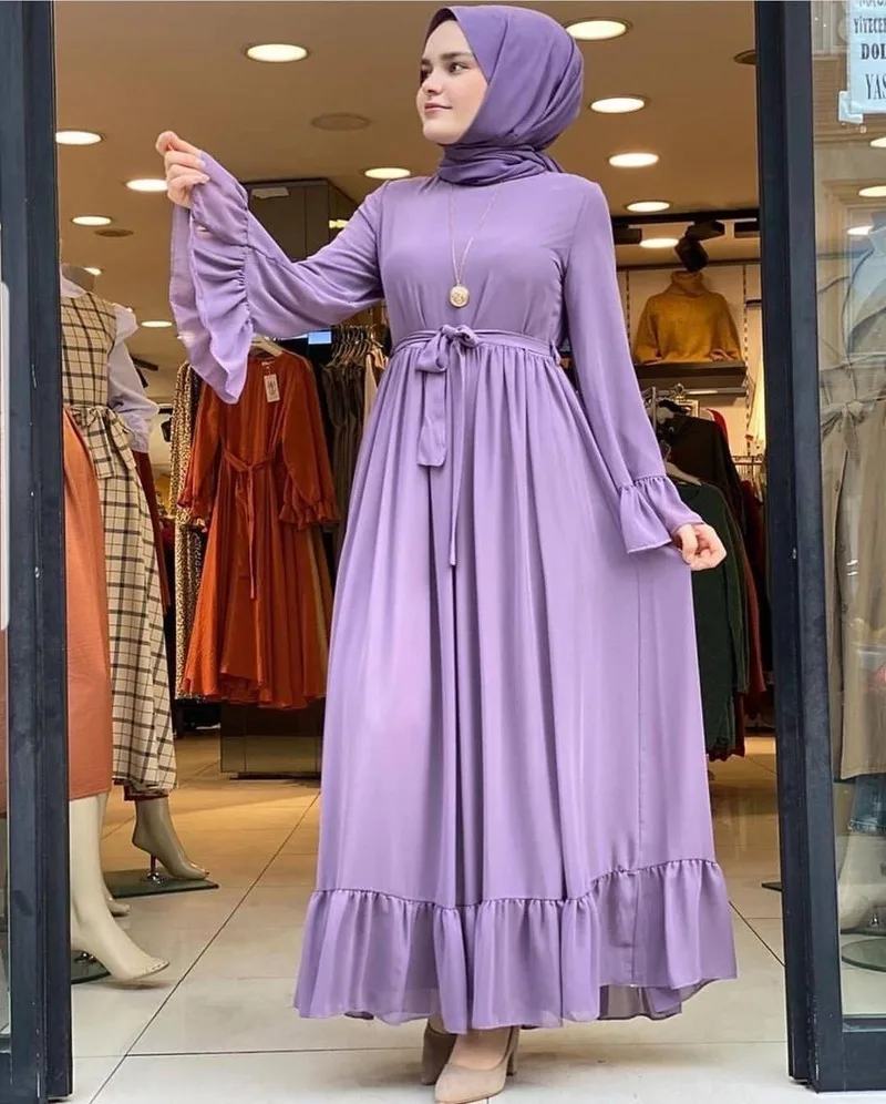 Длинное шифоновое платье с оборками женское летнее макси длинными расклешенными