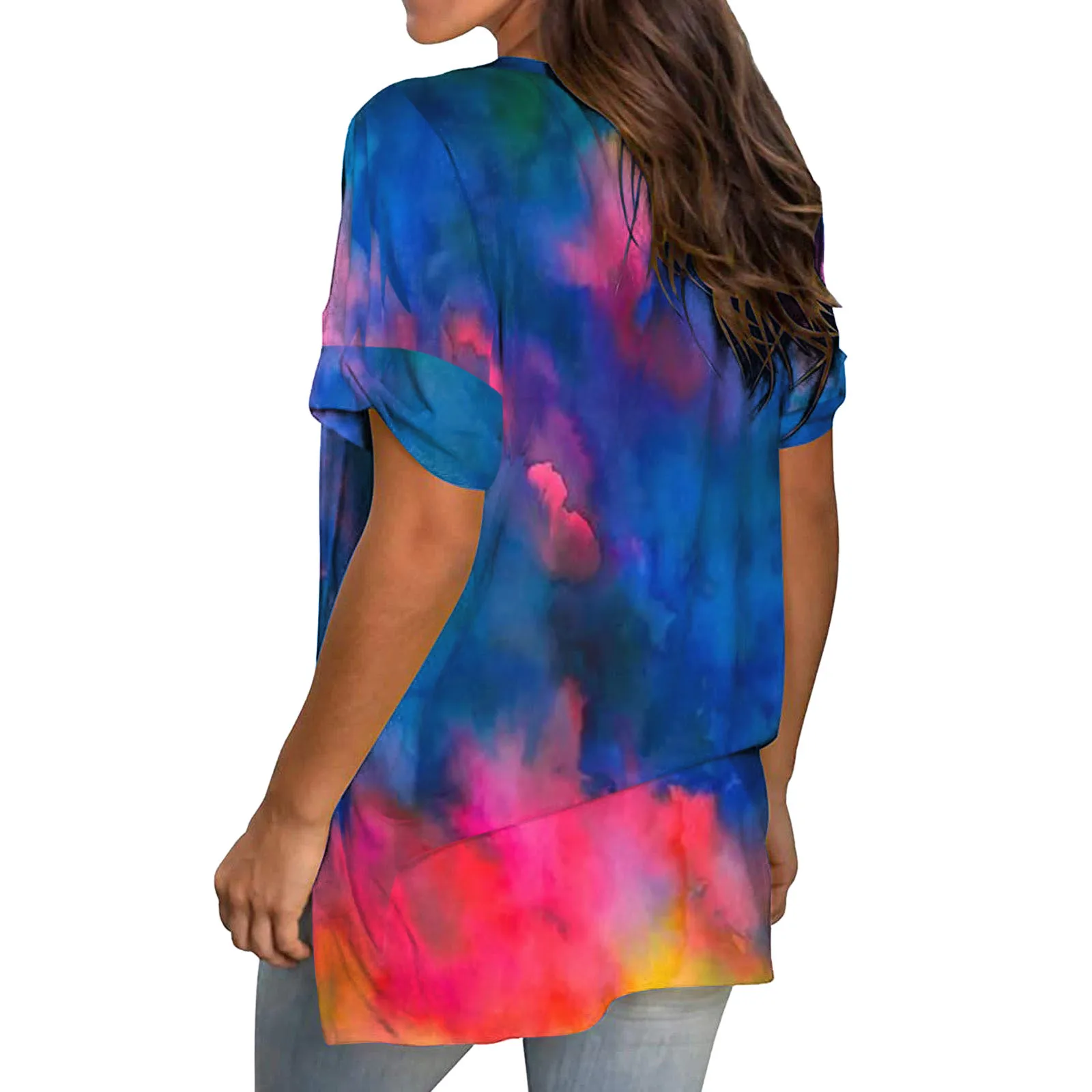 

40# Floral Printed Short Sleeve Bohemian Shirt 2021 V Neck Plus Size Women Blouse Summer Ladies Casual Blouses Blusas Mujer