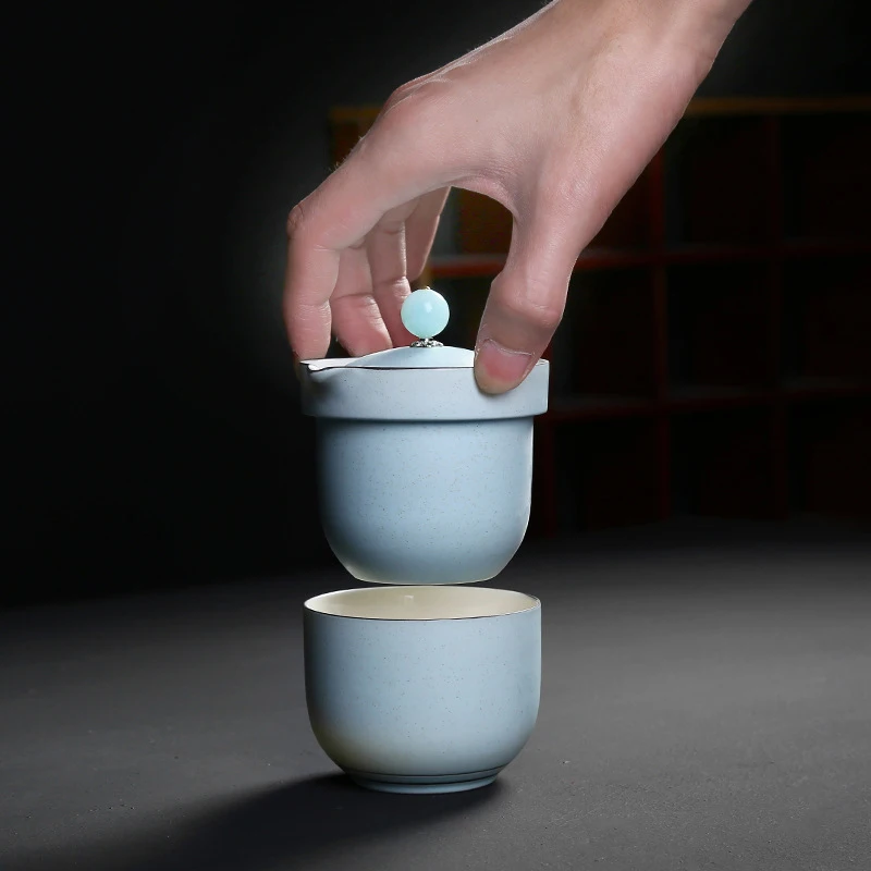 Ceramic teapot kettle gaiwan teacups one pot and two cups portable travel tea sets with bag | Дом и сад