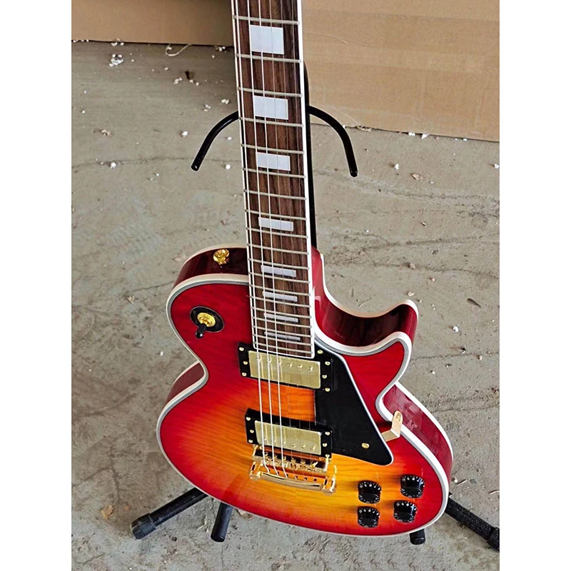 Классическая электрическая гитара с двойной окантовкой красное дерево класса А