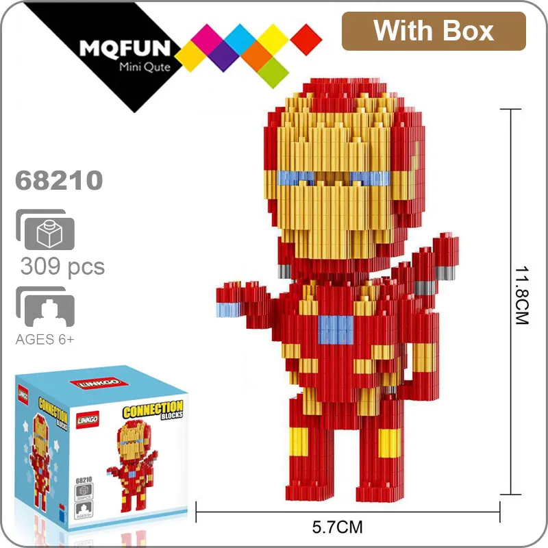 68210 With Box Linkgo Мститель супер герой Железный человек Человек-паук танос фигурки мини строительный блок кирпичи Сборная модель обучающая игрушка - Цвет: 68210 With Box