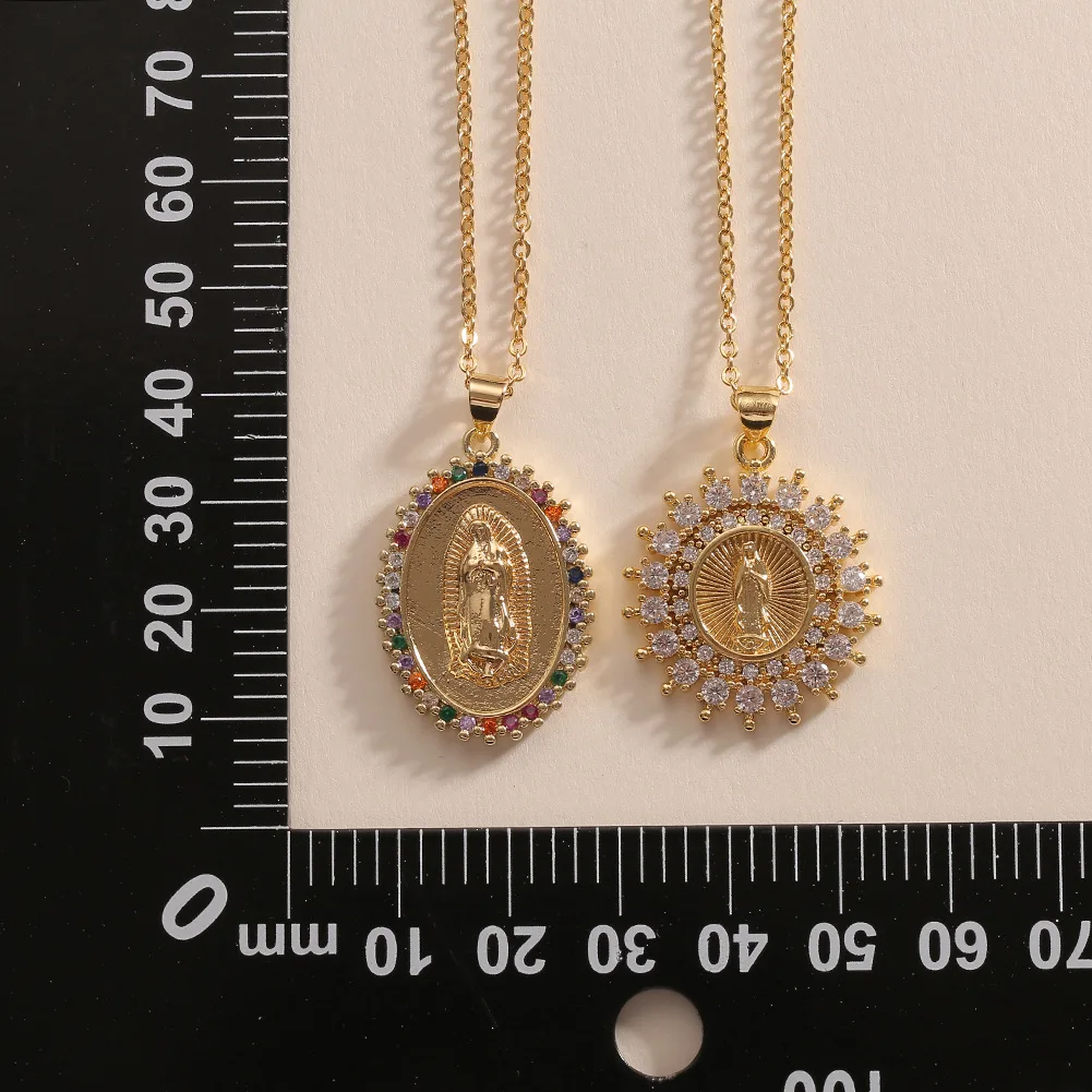 

Andshiny Round Golden Virgin Mary Pendant Necklace Charm For Unisex Jewelry Christian Catholic Mary Pendant Accessory Gifts