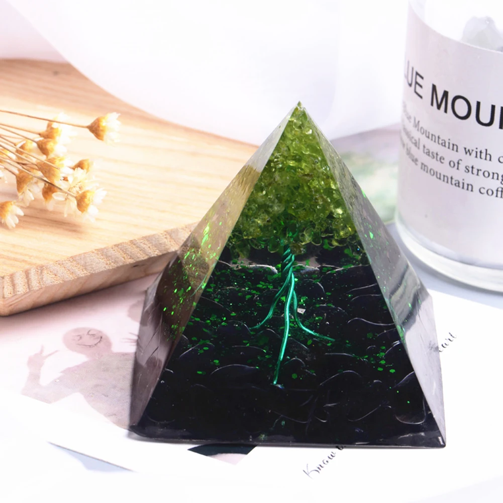 

Пирамида оргонита из дерева жизни, энергетический лечебный камень, украшение для дома, генератор энергии для медитации, кристальная Пирами...