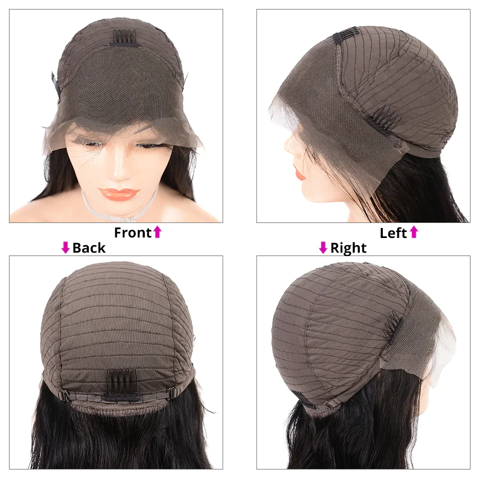 Парики из натуральных волос на коротком кружевном фронте бразильские прямые