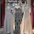 Роскошное вечернее платье-Русалка на тонких бретелях, без рукавов, со стразами, длинное формальное платье с бисером, 2020