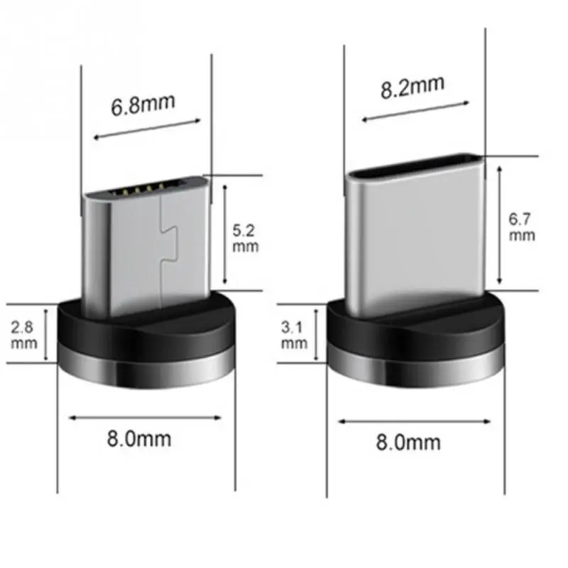 5 шт./компл. Type C Micro USB &quotМагнитный&quot адаптер головка мобильного телефона