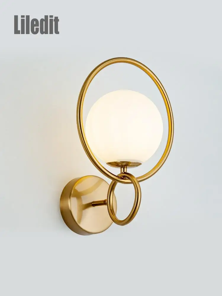 Современный стеклянный шар бра светильники светильник Золотое кольцо