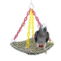 parrot bird toy swing hammock toy straw perch platform hanging cage hamster climbing chew swing nest cage accessories supplies