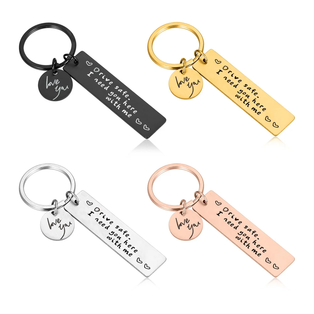 

Drive Safe Couples Keychain Birthday Gifts I Love You Keyring for Boyfriend Husband Men Women Dad Mother New Driver