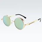 Солнцезащитные очки в готическом стиле для мужчин и женщин, круглые Винтажные Солнцезащитные очки в стиле стимпанк, металлическая оправа, ретро, красные, с защитой от ультрафиолета, 2020