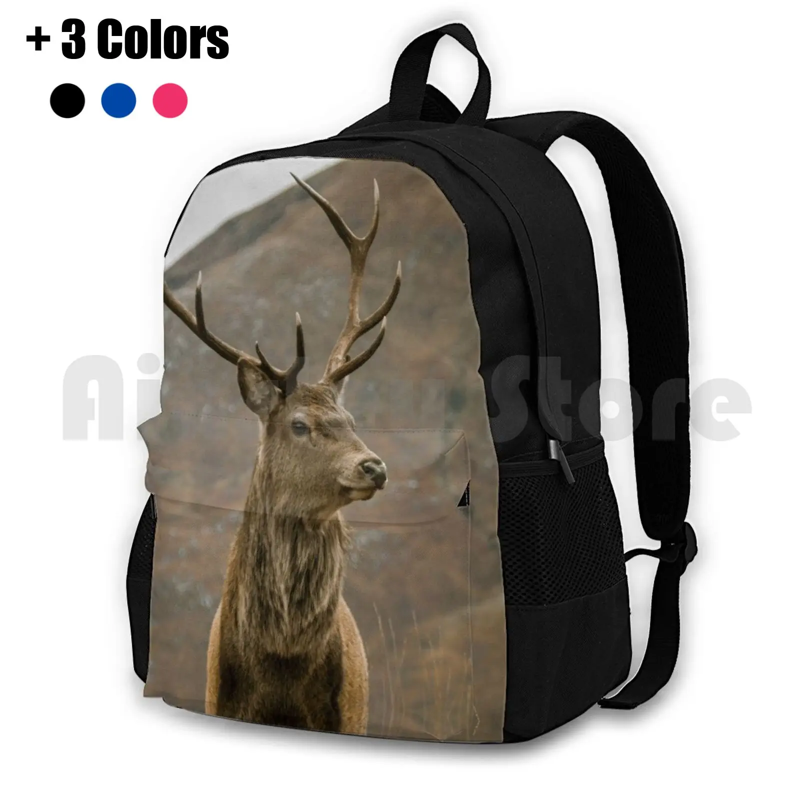 

Monarch Of The Glen Outdoor Hiking Backpack Waterproof Camping Travel Red Deer Scotland Animal Antlers Big Bow Brown Buck