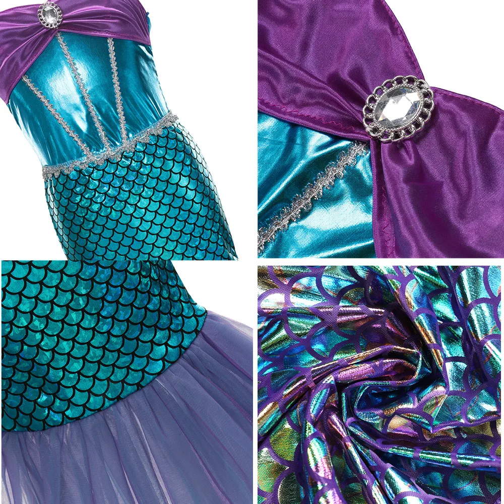 Детское платье Русалочки Ариэль комплект для косплея маленьких девочек одежда