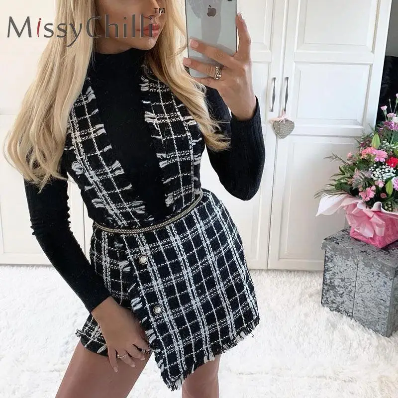 Jyconline Твид Осень юбка с завышенной талией для девочек culottes женские