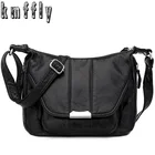 KMFFLY женская сумка-мессенджер из овечьей кожи с несколькими карманами, высокое качество, мягкая искусственная кожа, сумки на плечо, повседневные сумки через плечо для женщин