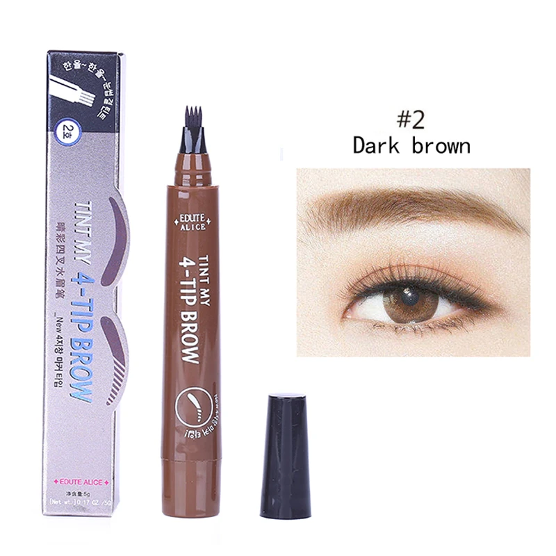 Natural 3D Microblading Eyebrow Tattoo Pen with 4 Micro Tips Superfine Sketch Liquid Eyebrow Pencil Waterproof Brow Tint TSLM2