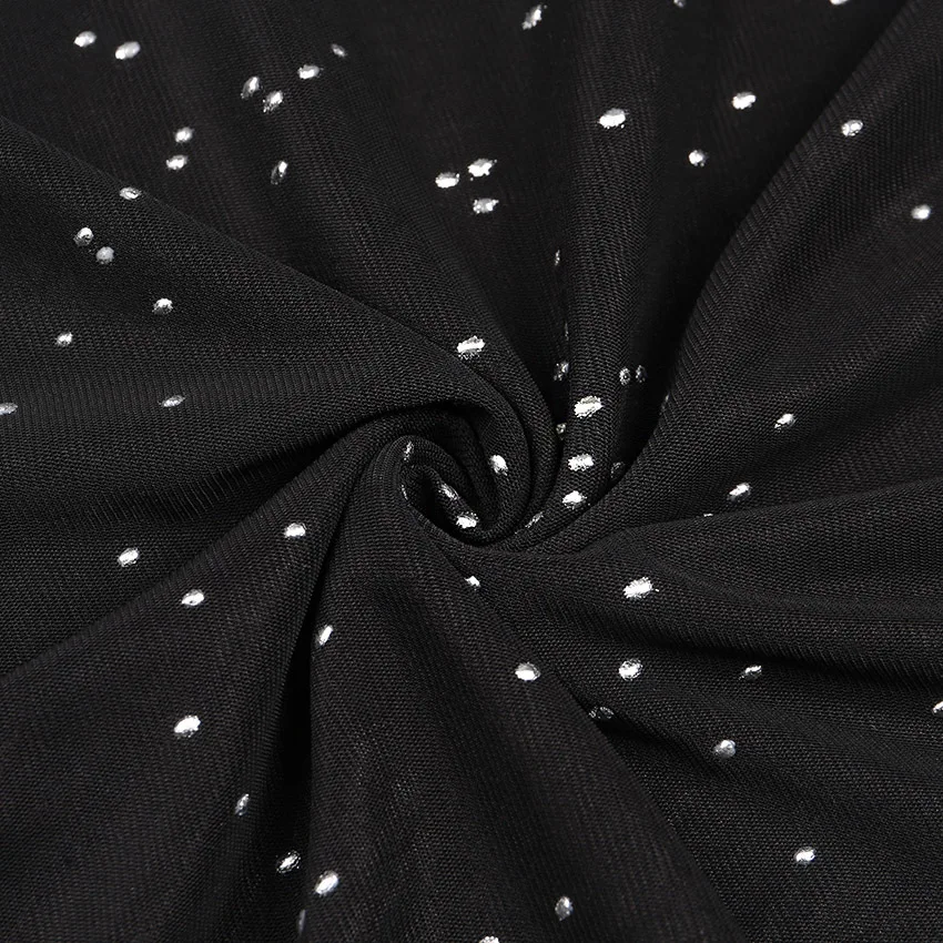 

new hot style sheath bling diamonds mini woman dresses spring sexy and club o-neck solid black long sleeve female dresses