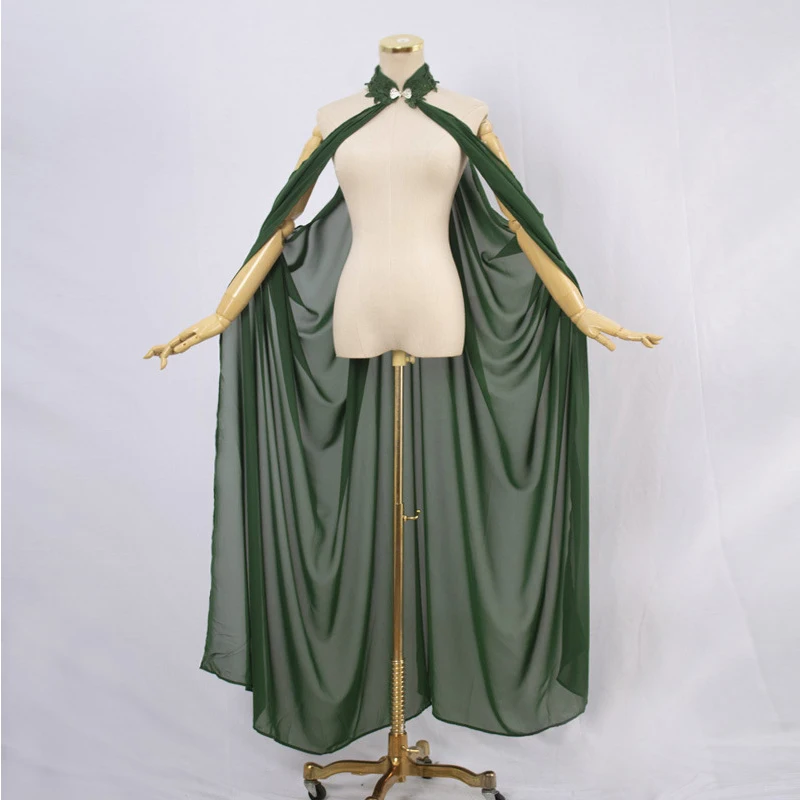 

2022 Medieval Black Green White Gothic Cloak Adult Thin Chiffon Carnival Halloween Cloaks Capes Robe Women Party Costumes