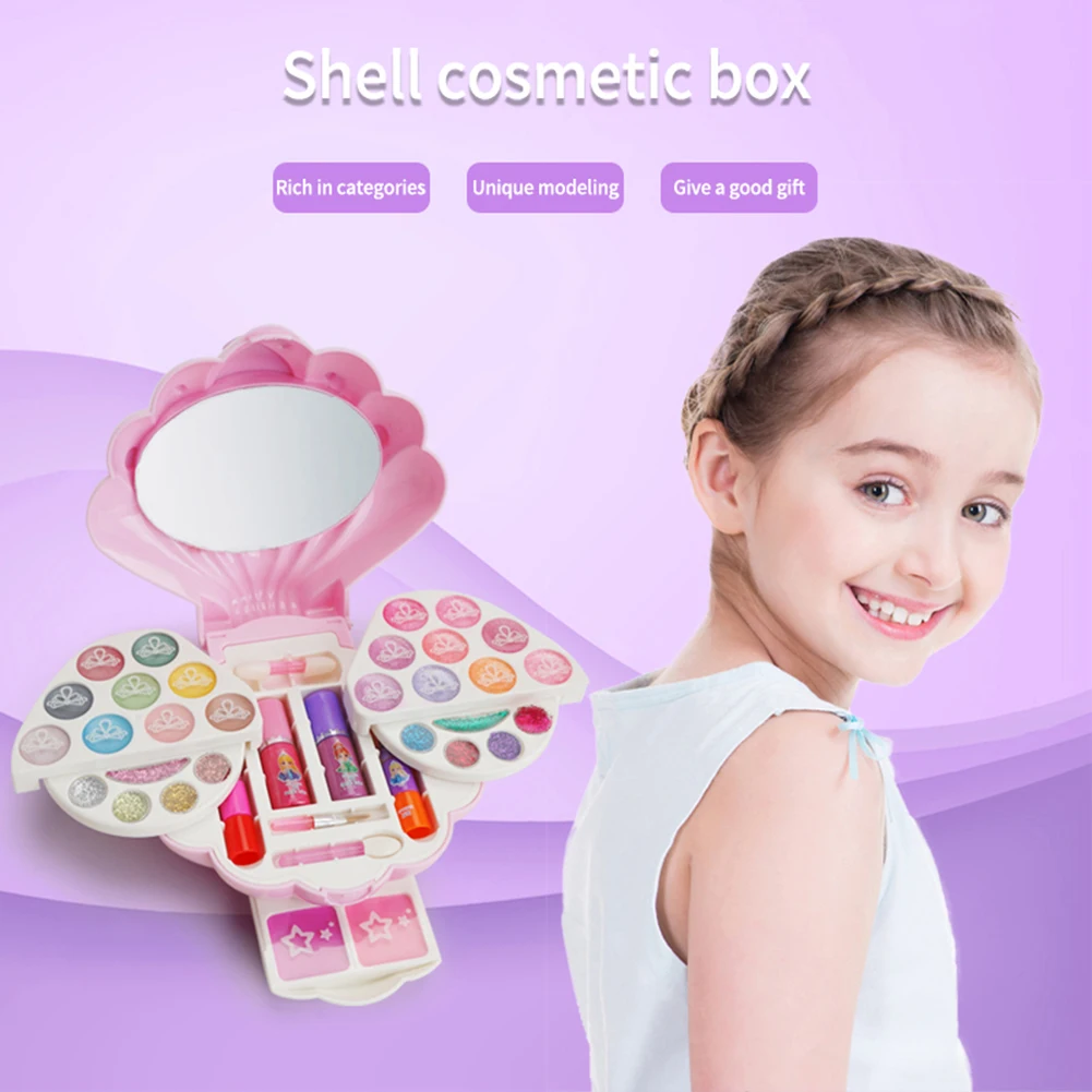 

Kids Makeup Kit Washable Pretend Play Toys Baby Cosmetics Set For Toddler Gifts Girl Pink Cute Makeup Box Toys Gifts For Girls