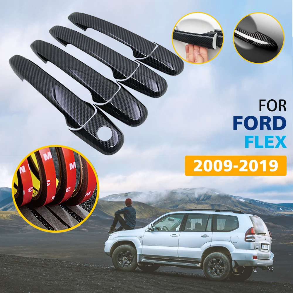 Черный цвет углеродного волокна дверные ручки Накладка для Ford FLEX 2009 ~ 2019
