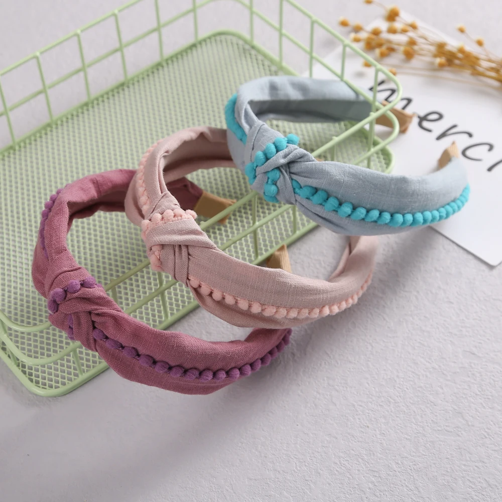 

24pc/lot Children Cute Colors Cross Knot Hair Hoop Hairbands Girls Lovely Bow Pompom Headbands Kids Hair Accessories Hair Bands