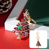 2021 hot creative diamond studded adorable christmas tree shape hanging decor beautiful stylish metal hanging key ring for home