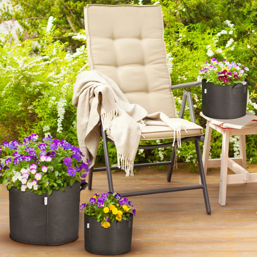 

Yardwe 6pcs Plant Grow Bags Heavy Duty 5 Gallon and 10 Gallon Vegetables and Flowers Planting Bags Thickened Non-woven Plant Pot