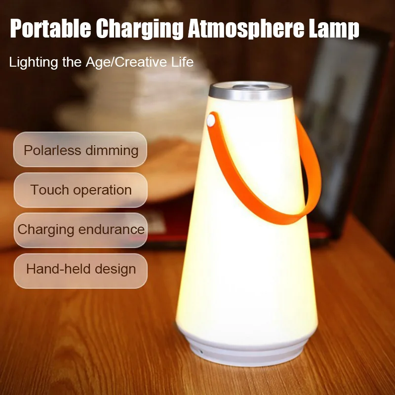 

USB Rechargeable Portable Atmospheres Light LED Touches Switch Dimmable Bedroom Table Lamp frrg