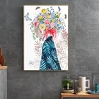 Абстрактная Картина на холсте с изображением цветов и феи, настенные картины HD для гостиной, для девочек, домашний декор, постеры и принты для девочек в скандинавском стиле