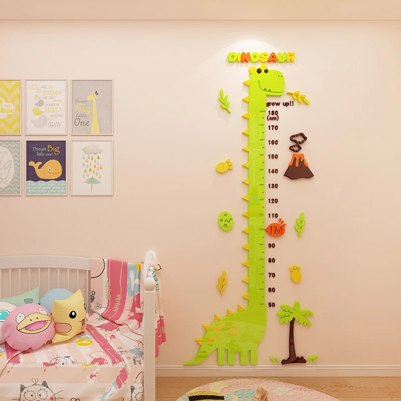 Мультяшный динозавр Ростомер рост ребенка самостоятельно наклейки на стену
