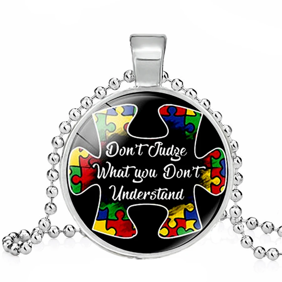 Аутистические красочные головоломки символ ожерелья забота о аутизме