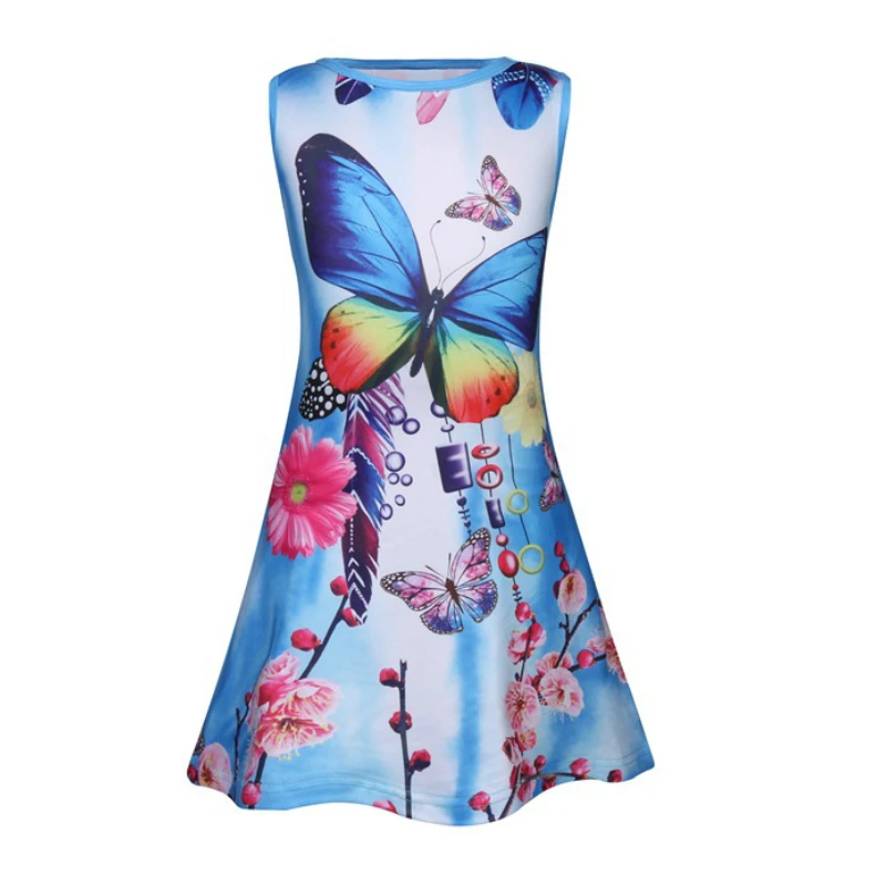 

Детское рождественское платье для девочек, без рукавов, с рисунком бабочек, 2020