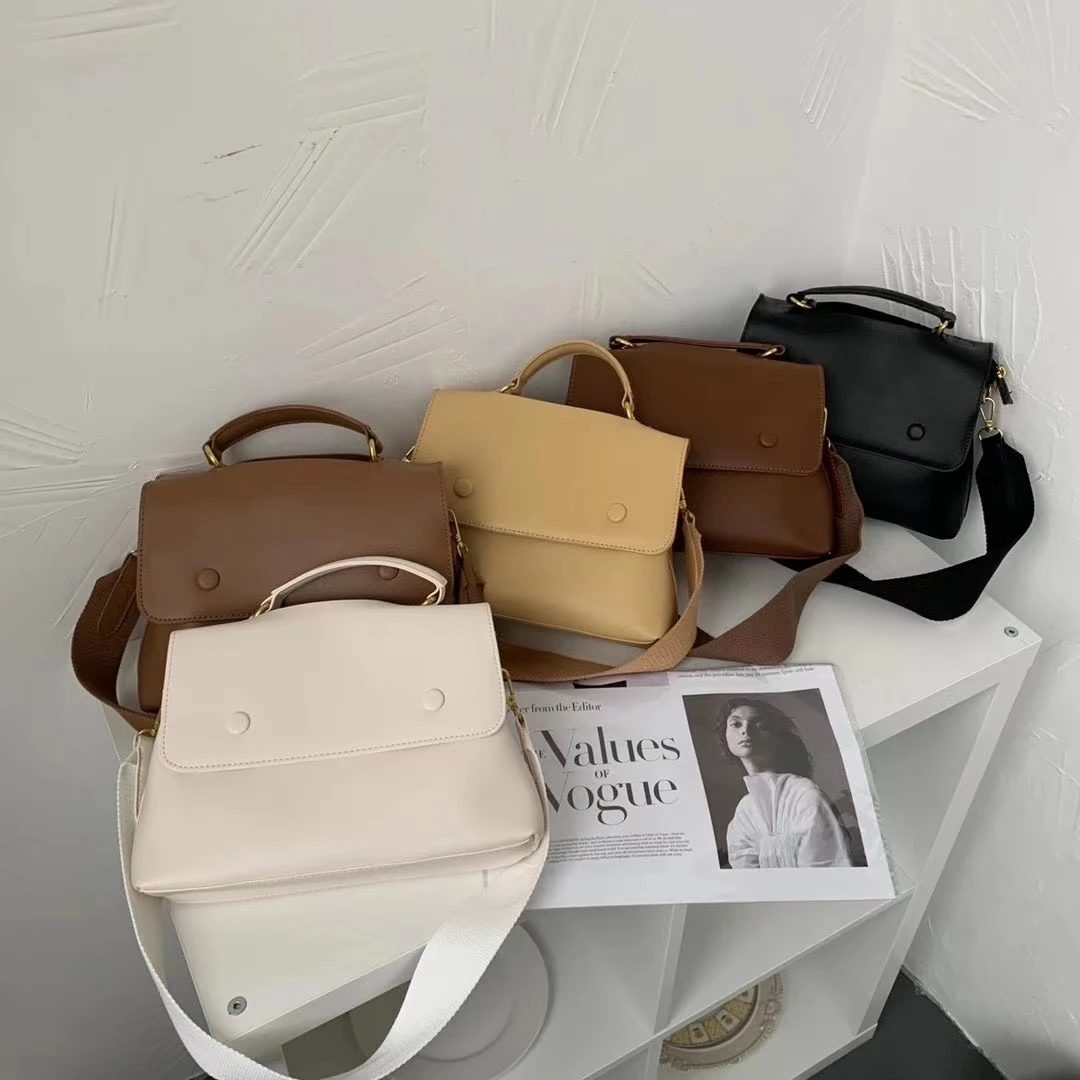 

2021 Retro Top Handle Satchel Bags Mini Leather Purses Square Flap Crossbody Work Handbags