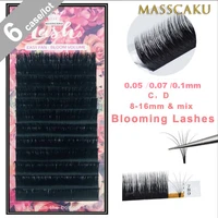 6caseslot masscaku easy fanning eyelash extension blooming volume eyelashes self making fast fans bloom lashes wholesale
