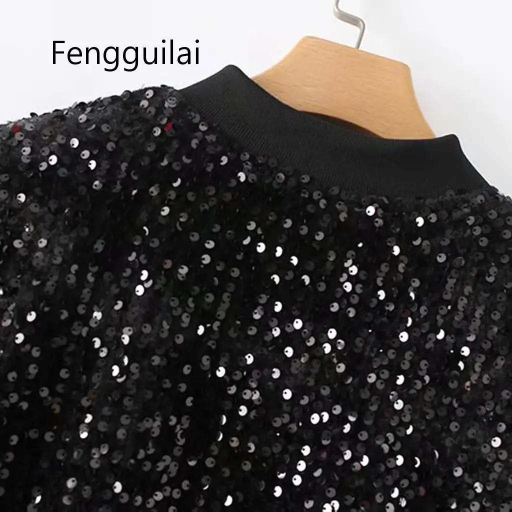 

Winter Coat Women Fashion Sequin Jacket Sparkle Long Sleeve Coat Outerwear Women Fashion Jacket Coats Autumn Short Jacket Jassen