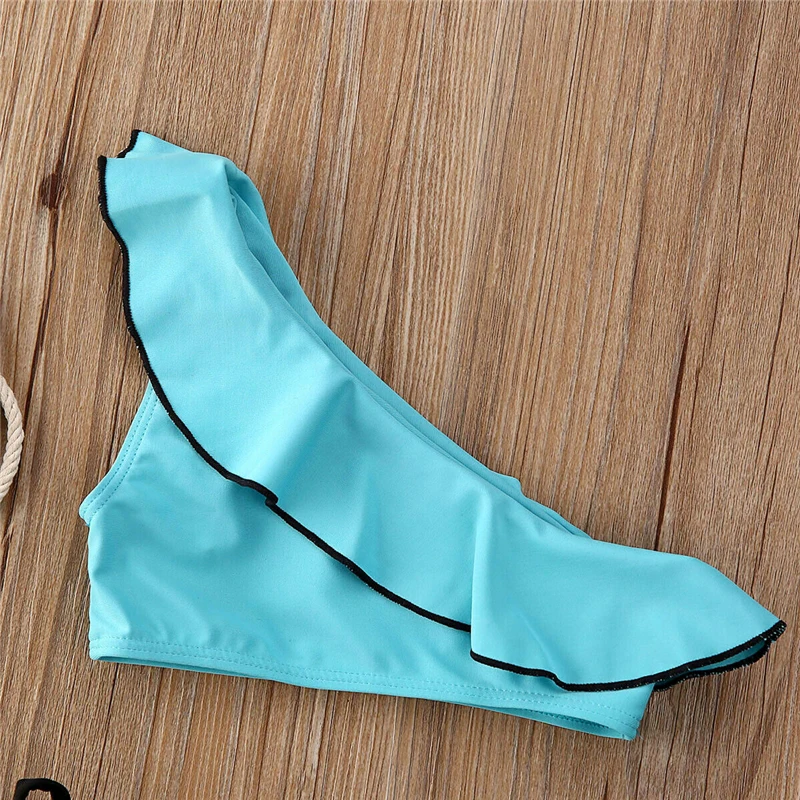 Детский купальный костюм с оборками на одно плечо для девочек комплект из 2