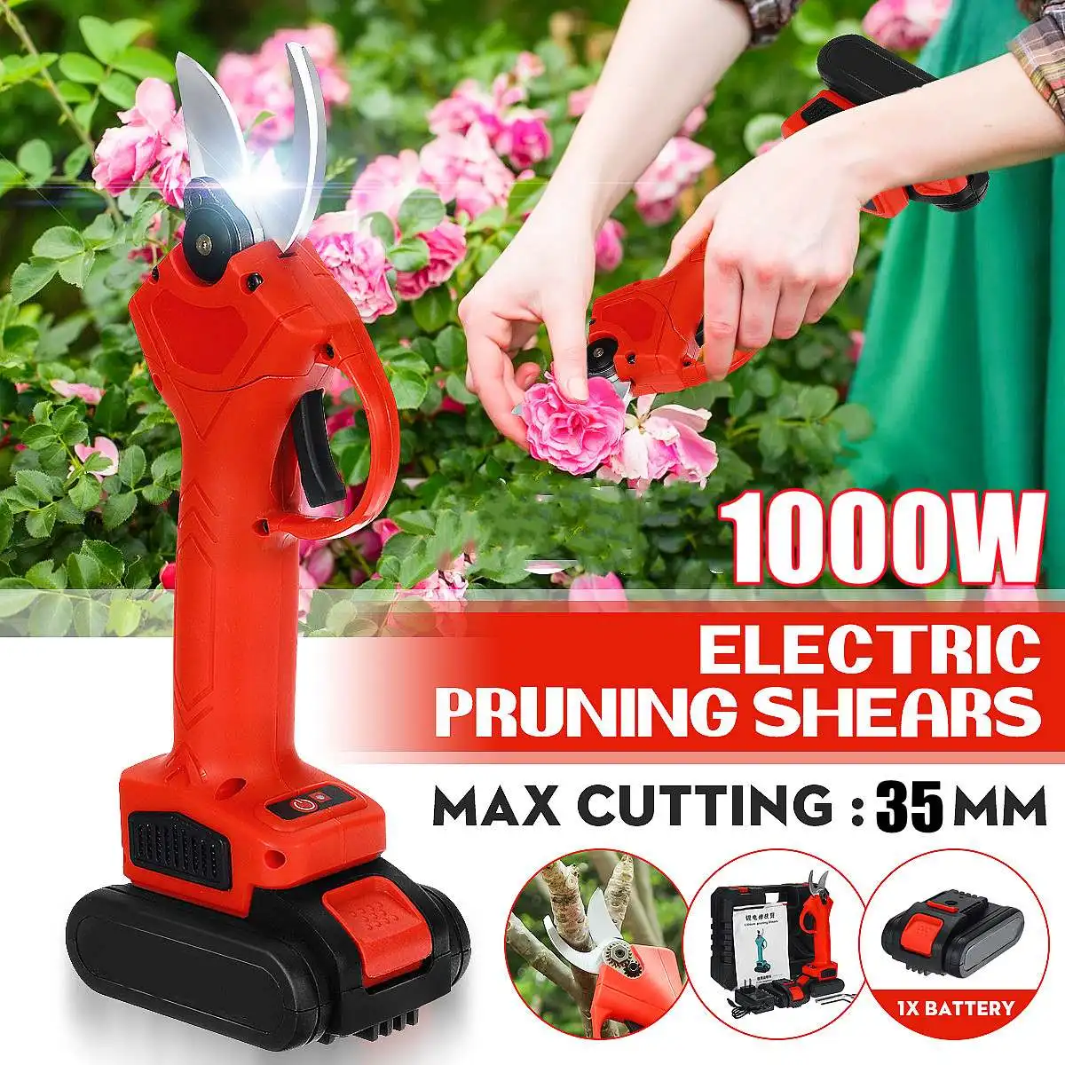 

Беспроводной секатор для фруктовых деревьев, 1000 Вт, с литий-ионным аккумулятором 13000 мАч