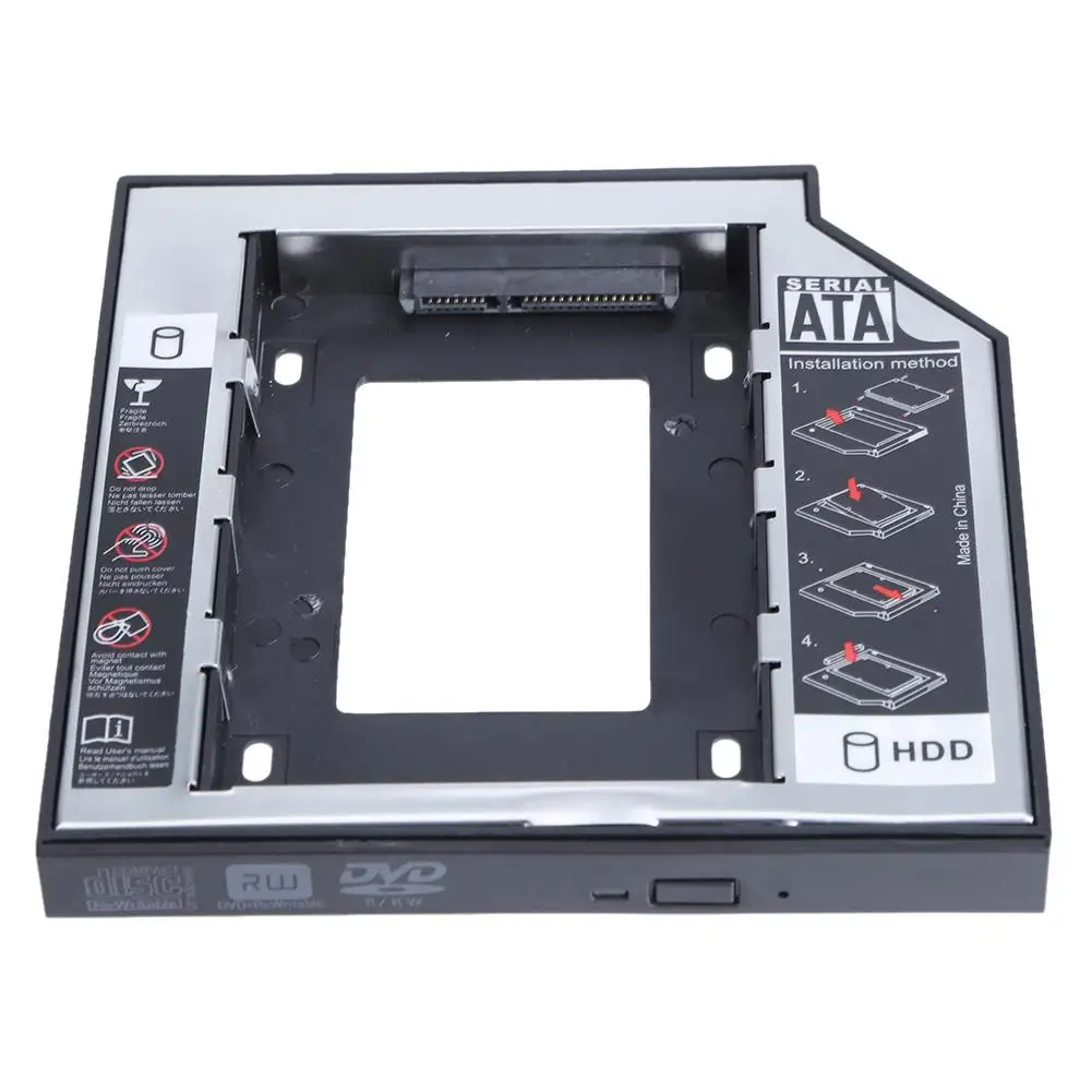 Алюминий Пластик 12 7 мм для 2 5 дюймов SATA SSD чехол Корпус жесткого диска Bay ноутбук CD