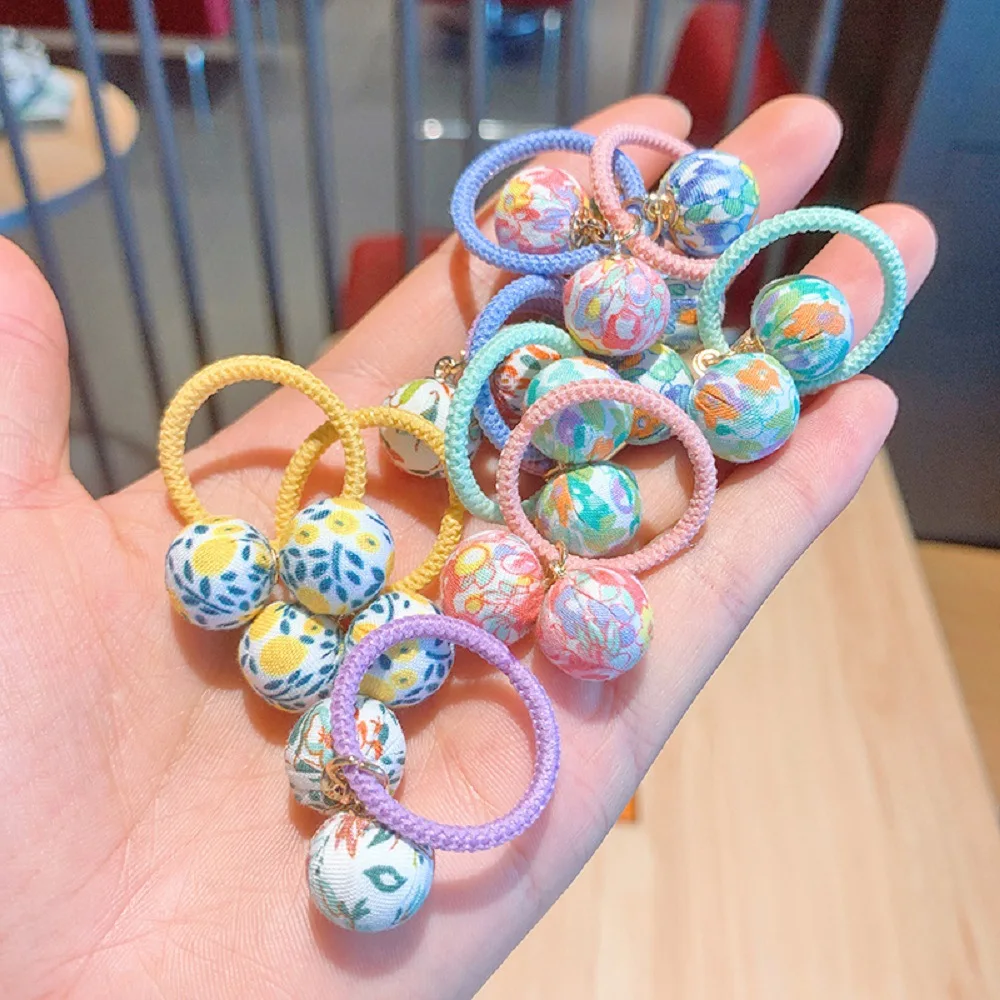 10 шт. Тканевая резинка для волос с маленькими шариками милая в клетку прозрачная