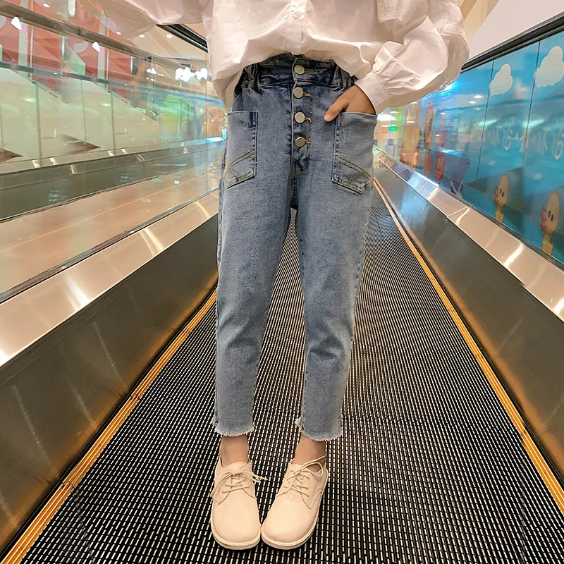 

2020 Spring New Arrival Girls Jeans Baby Girls Loose Casual Denim Pants Fashion Design Kids Elegant Jeans for Girls, #8410