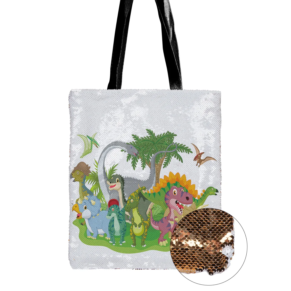 Цветная сумка на плечо с рисунками динозавров женские сумки одно блестками