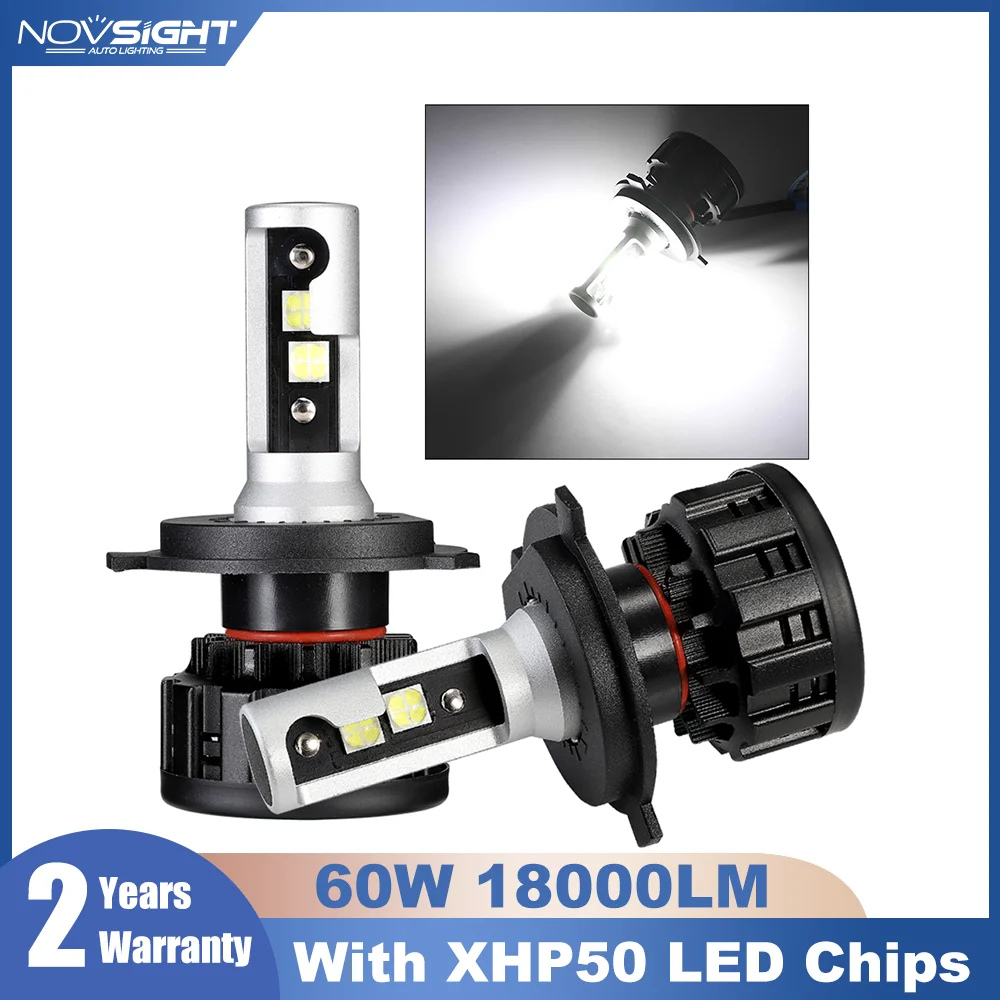 NOVSIGHT 6500K H4 светодиодный H7 H11 H8 HB4 H1 H3 HB3 9005 9006 9007 H13 автомобильные лампы для фар