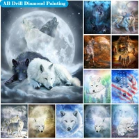5d diy ad diamond painting wolf full squareround diamond embroidery animal art pictures cross stitch 3d rhinestone hom decor