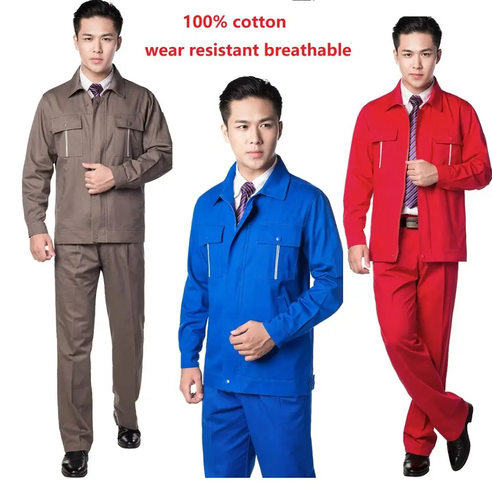 Рабочая одежда мужская хлопковая униформа защитный комбинезон с длинным рукавом