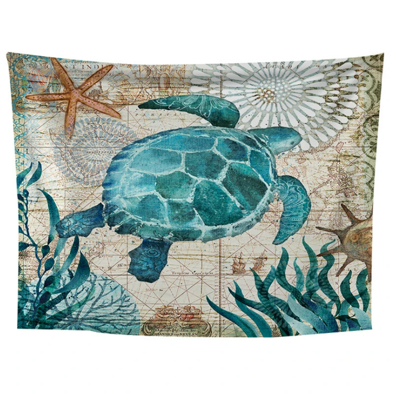 Забавный задорный моющийся креативный гобелен с морскими черепахами
