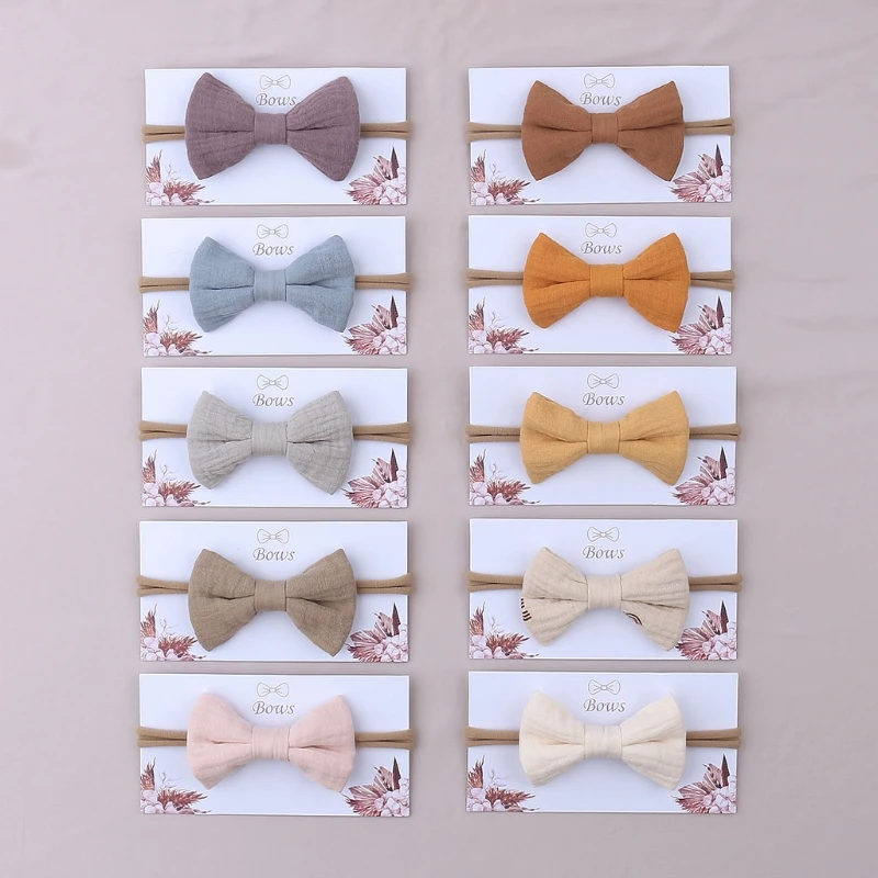 72XC Baby Girls Elastic Bow Headband Soft Cotton Solid Color Fashion Princess Bowknot Hair Band Newborn Toddler Kids Headwear | Детская
