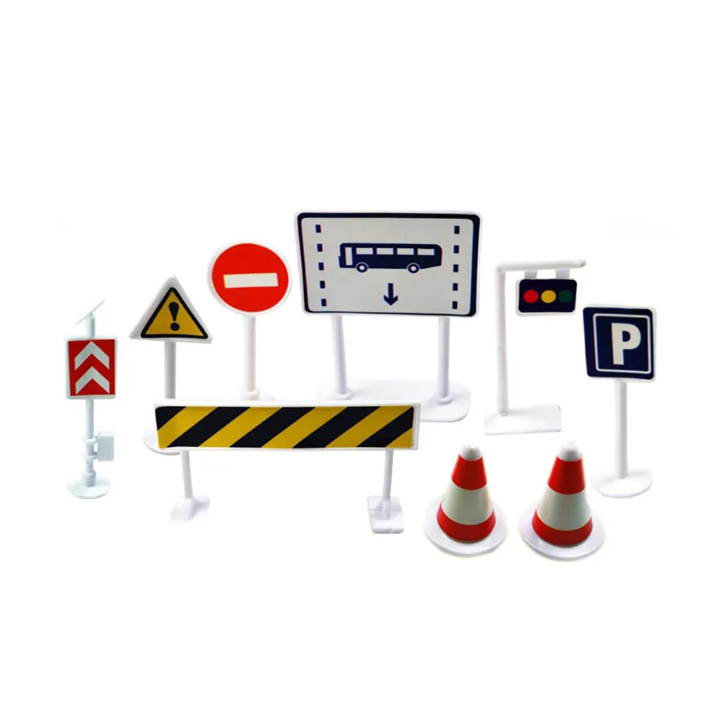 

toys for children Car Toy Accessories Traffic Road Signs 9pcs Kids Children Play Learn Toy Game interesting toys jueguetes #L35