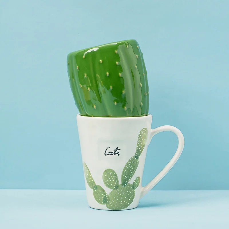 MIDOSHARK Творческий зеленая в форме кактуса Детская кружка для молока 300 мл | Дом и